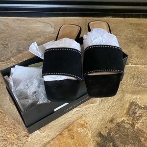 Banana Republic black suede slides size 9